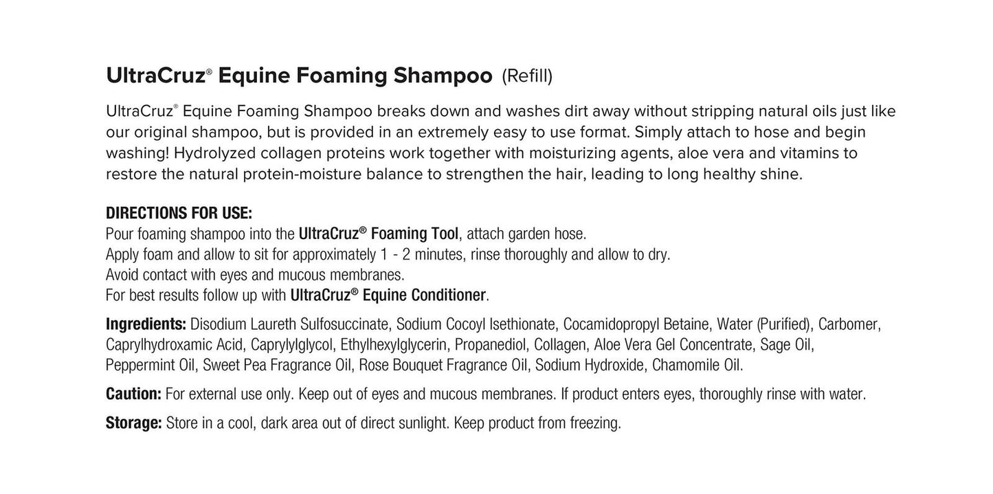Ultracruz Equine Foaming Horse Shampoo, 5 Gallon Refill