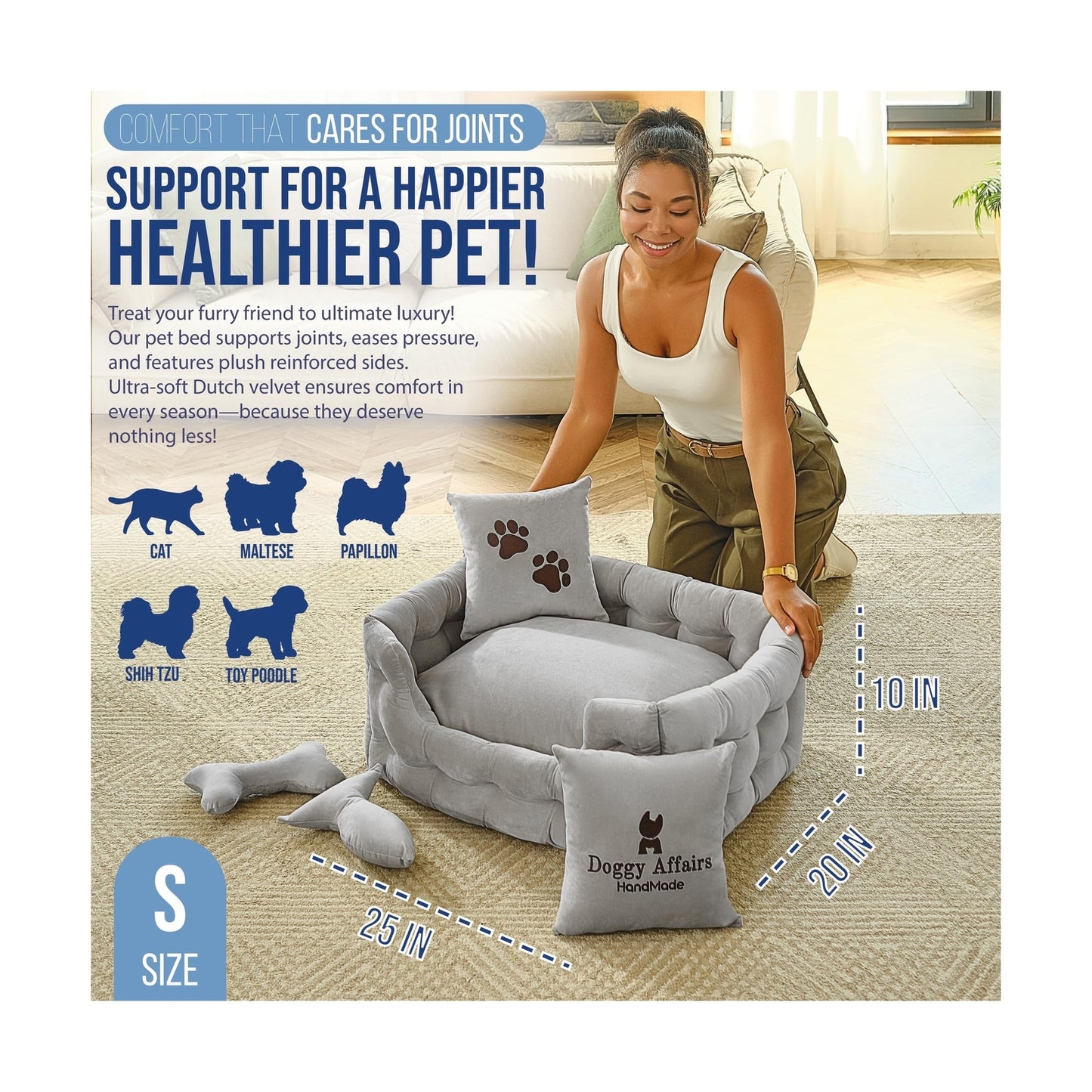 Luxury Cat Bed with Removable Washable Cover - Premium Cat Beds for Indoor Ca...