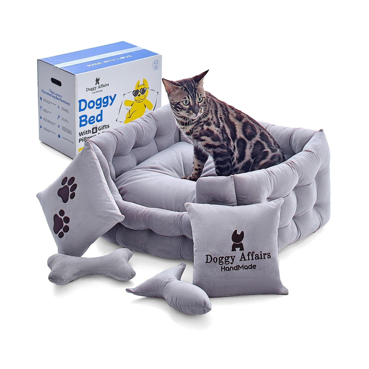 Luxury Cat Bed with Removable Washable Cover - Premium Cat Beds for Indoor Ca...