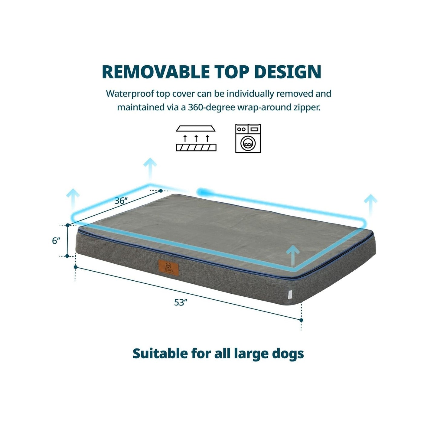 Memory Foam Giant Dog Bed - 6" Thick Orthopedic Dog Bed for Extra Large Dogs ...