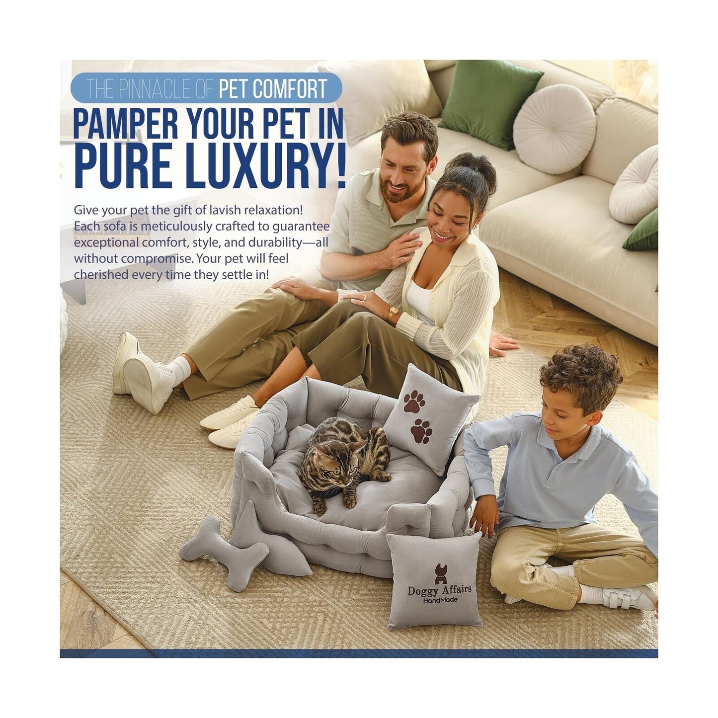 Luxury Cat Bed with Removable Washable Cover - Premium Cat Beds for Indoor Ca...