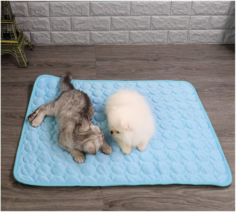Dog Cooling Mat Summer Pet Ice Comfortable Breathable Mat for Kennel/Sofa/Bed/Floor/Car Seats Cooling (Medium, Blue)