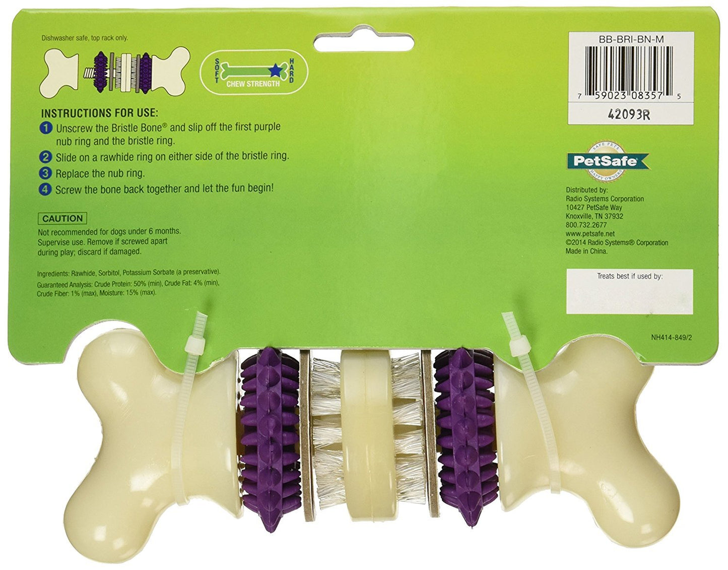 Petsafe Busy Buddy BRISTLE BONE Dog Toy Dental Treat and Chew Medium