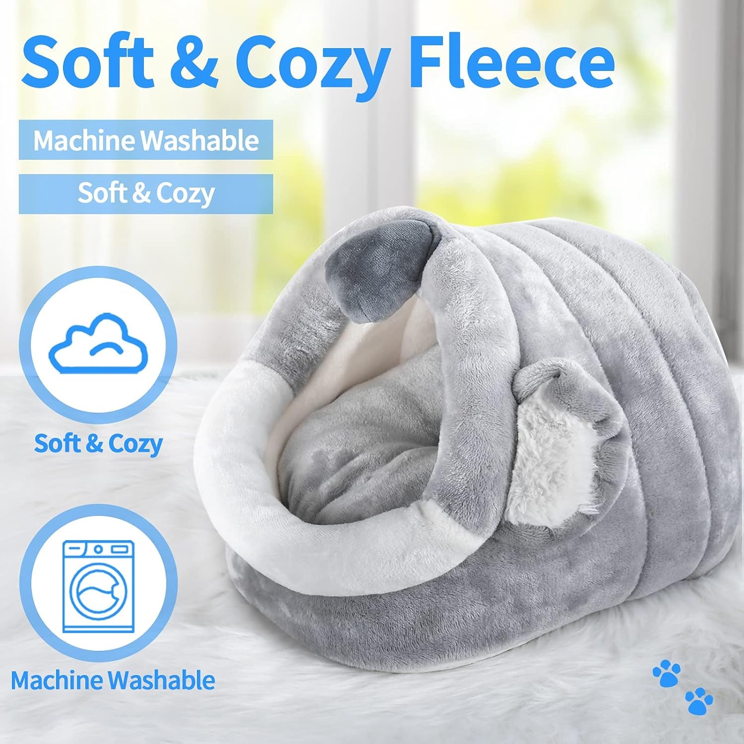 Small Animal Bed House with Bed Mat, Lovely Design and Super Soft & Warm, Made for Rabbit, Guinea Pig, Hamsters & Bunny (Koala)
