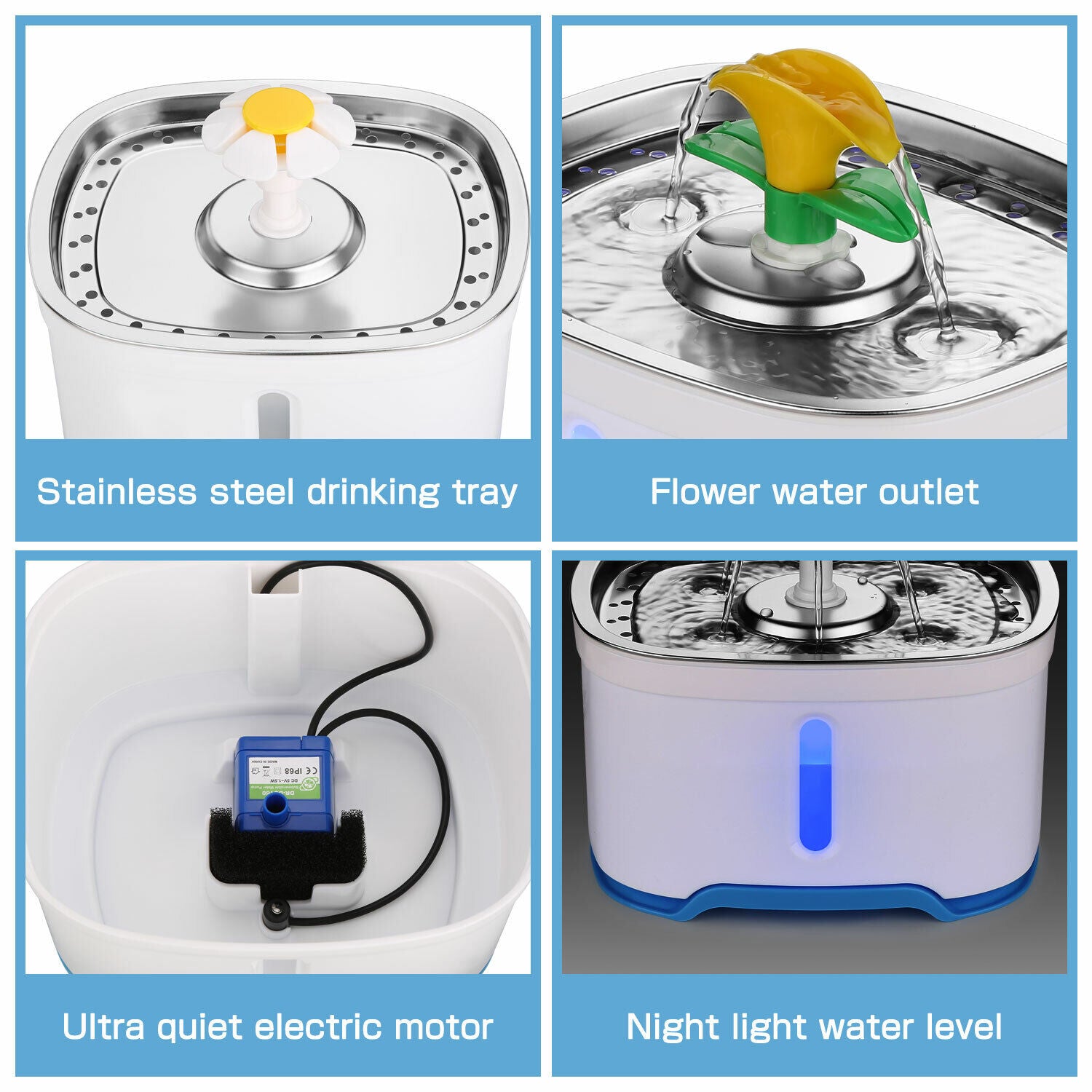 Automatic Pet Cat Dog Water Fountain Pump 2.5L Water Drinking Bowl Dispenser