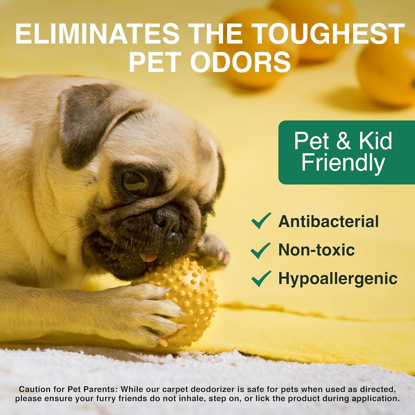 | Carpet Deodorizer & Freshener Powder | 70 Oz Pet Odor Eliminator for Strong Odor & Pet Urine | Fresh Natural Lemon & Eucalyptus Scent | Safe for Homes with Pets