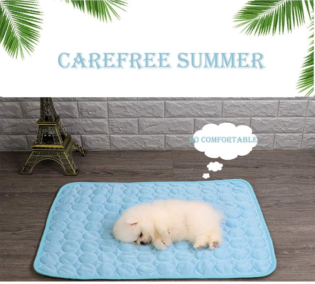 Dog Cooling Mat Summer Pet Ice Comfortable Breathable Mat for Kennel/Sofa/Bed/Floor/Car Seats Cooling (Medium, Blue)