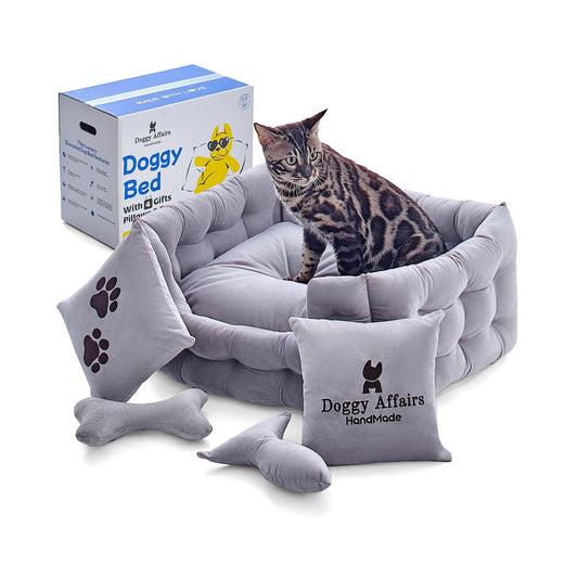 Luxury Cat Bed with Removable Washable Cover - Premium Cat Beds for Indoor Ca...
