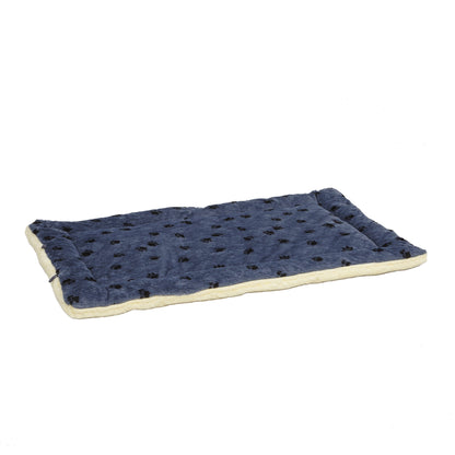 , Blue Paw Print Reversible Fleece Dog Bed Designed to Fit 54 Inch Crate