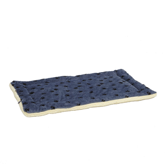 , Blue Paw Print Reversible Fleece Dog Bed Designed to Fit 54 Inch Crate