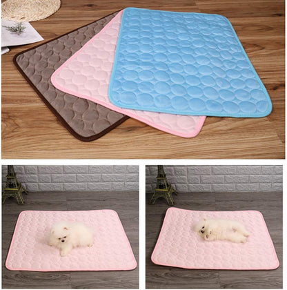 Dog Cooling Mat Summer Pet Ice Comfortable Breathable Mat for Kennel/Sofa/Bed/Floor/Car Seats Cooling (Medium, Blue)
