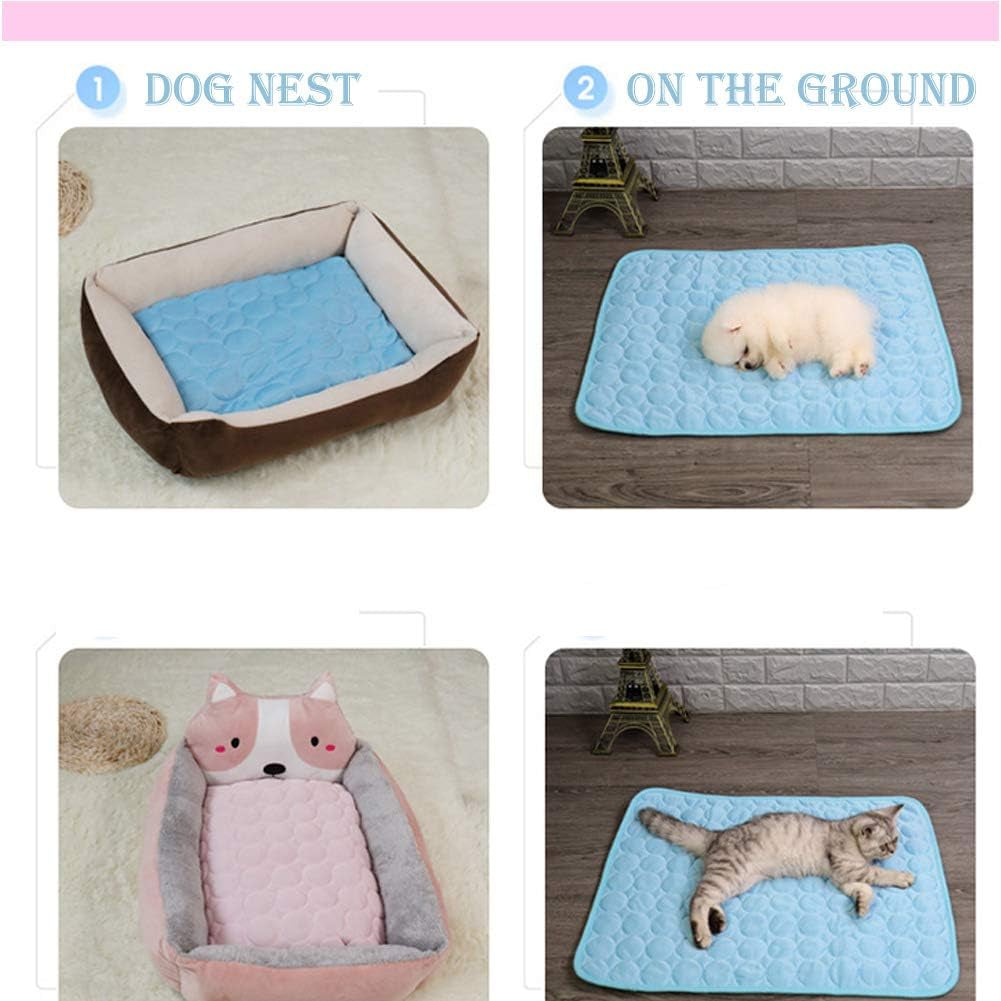 Dog Cooling Mat Summer Pet Ice Comfortable Breathable Mat for Kennel/Sofa/Bed/Floor/Car Seats Cooling (Medium, Blue)