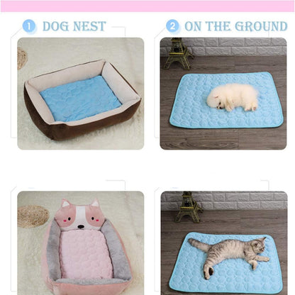 Dog Cooling Mat Summer Pet Ice Comfortable Breathable Mat for Kennel/Sofa/Bed/Floor/Car Seats Cooling (Medium, Blue)