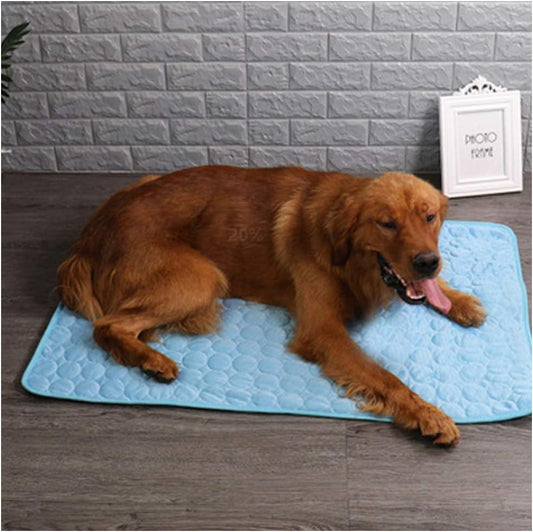 Dog Cooling Mat Summer Pet Ice Comfortable Breathable Mat for Kennel/Sofa/Bed/Floor/Car Seats Cooling (Medium, Blue)