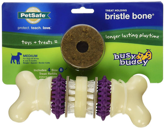 Petsafe Busy Buddy BRISTLE BONE Dog Toy Dental Treat and Chew Medium